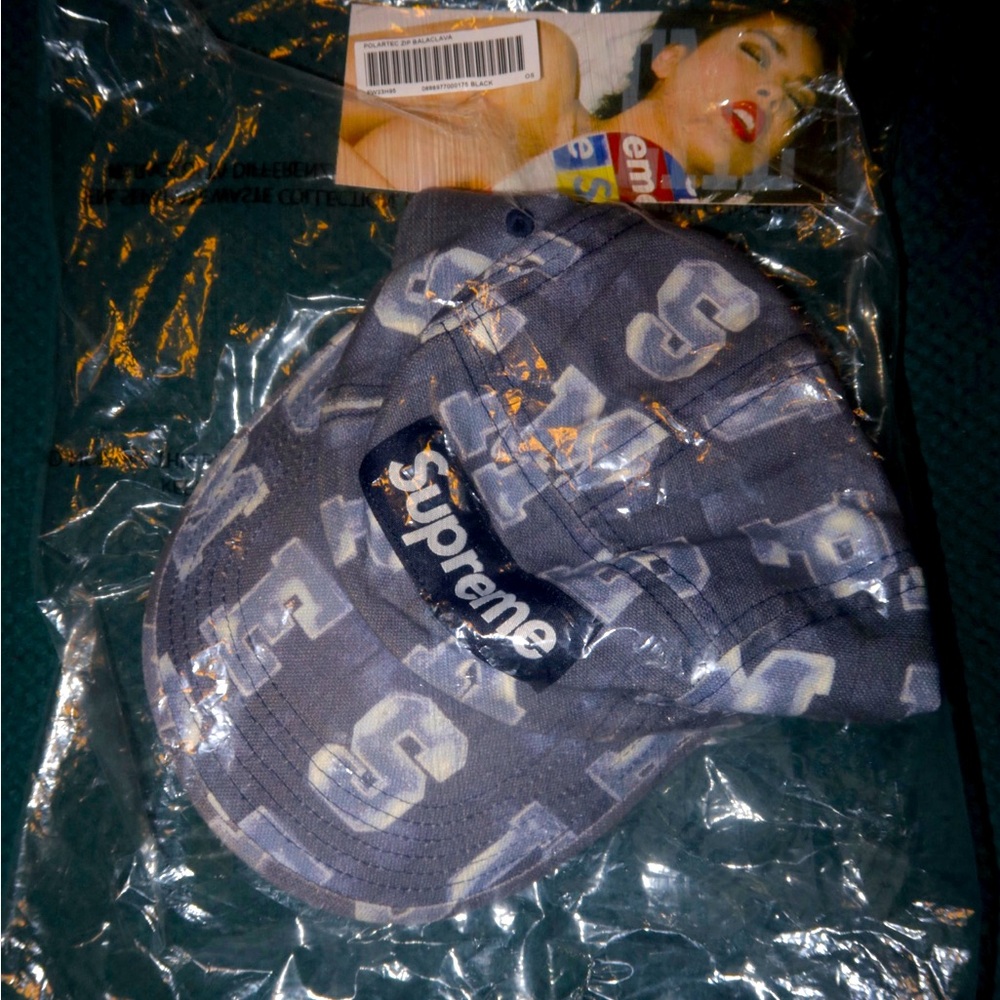 Supreme Blocks Dark Blue and White Camp Cap